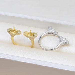 Bague ouverte en argent S925 avec double perle, faite à la main, pour femme, avec 8-9 perles, ensemble vide, comprend un fermoir de bracelet, emballé dans un sac - Product Image 2