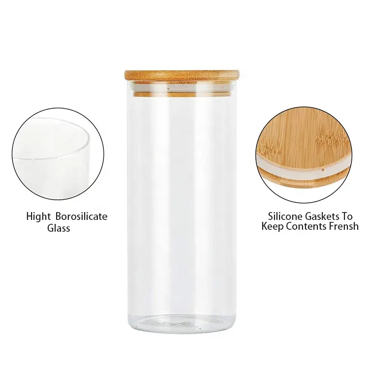 Glass Storage Jars with Airtight Bamboo Lids Glass Food Storage Jar Container