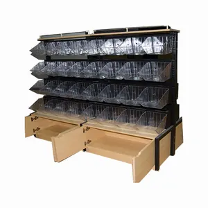 Multi-layer bulk candy steel and wood shelves