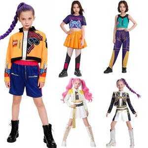 Kostum <span class=keywords><strong>Halloween</strong></span> Black Gold Group KPOP Demon Hunter, Pakaian Penyanyi Pop, Set Cosplay Anime, Set Pertunjukan Wanita, Karnaval - Product Image 1