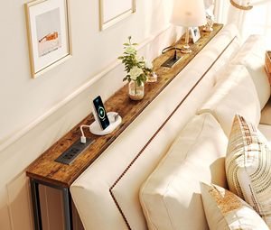 Table console étroite <span class=keywords><strong>de</strong></span> 78.8 pouces <span class=keywords><strong>de</strong></span> long avec station <span class=keywords><strong>de</strong></span> charge Table <span class=keywords><strong>de</strong></span> canapé en bois ensemble <span class=keywords><strong>de</strong></span> 2 pour salon hôtel chambre entrée utilisation - Product Image 2