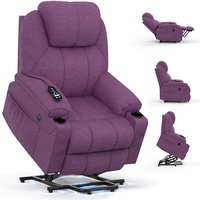 Fauteuil inclinable massant électrique surdimensionné violet pour adultes, mobilier de salon, avec fonction de levage et design extensible