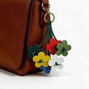 Six-color Floral PU Leather Keychain for Women Flower <b>Bag</b> <b>Charm</b> PU Leather Flower Pendant Versatile <b>Bag</b> Accessory - Product Image 2