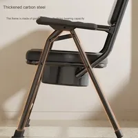 Chaise de toilette portable pliable en acier au carbone avec dossier carré pour personnes âgées, femmes enceintes, usage domestique mobile, équipement de sécurité pour salle de bain