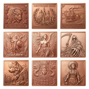 Barra de Cobre con Relieve de Guerrero Maya Azteca y Templo Solar, 1 onza Troy, 999 de Pureza, con Color UV, Arte Personalizado, Venta al por Mayor - Product Image 4