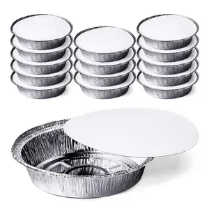 6/7/8/9Inch Aluminiumfolie Plaat Grill Box Ronde Doos Tinfolie Kom Bakken Huishoudelijke Food Grade Aluminiumfolie Bakvorm