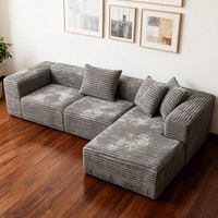 Canapé modulaire en velours côtelé, rembourré en tissu, avec ressorts compressés, pour salon