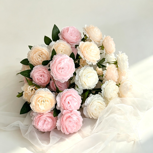 3 têtes de pivoines artificielles pour la décoration de vases à la maison, les allées de mariage et les murs floraux, les arrangements floraux de table de salle à manger et de fête - Product Image 1