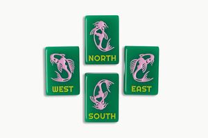 Juego de Mahjong Acrílico para Niños, 160 Piezas, Diseño Místico Verde Americano con Ilustraciones de Dragones y Hongos, Alta Calidad para Interiores - Product Image 3