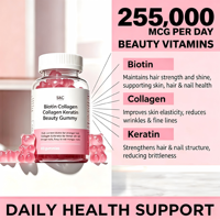 Gummies de beauté en gros à la biotine, au collagène et à la kératine, 60 unités, pour la santé des cheveux, de la peau et des ongles, multivitamines, OEM ODM, approvisionnement en vrac