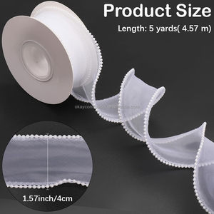 Va bene 1.5 pollici largo 5 metri nastro bianco con bordo in finta perla rete di Organza nastro liscio coda di pesce nastri trasparenti trasparenti per regalo - Product Image 4