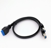 Placa base de 30cm, 20 pines a doble USB3.0, Cable de extensión de datos hembra con orificio de tornillo, Cable de datos de chasis de Panel frontal IDE 20p