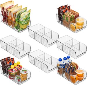 Plastic Pantry Organization Storage Bins with Dividers Fridge Organizer Refrigerator Organizer Bins Cabinet Organizers