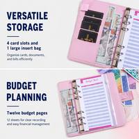 Organisateur de budget A6 créatif motif étoilé, pochette de papeterie en cuir rose et bleu, carnet multifonctionnel personnalisable