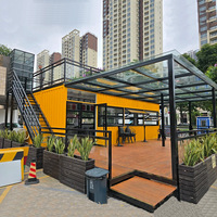 Magasin conteneur à montage rapide sur un seul étage, terrasse, café-restaurant préfabriqué en conteneur pour usage commercial en centre commercial, design moderne