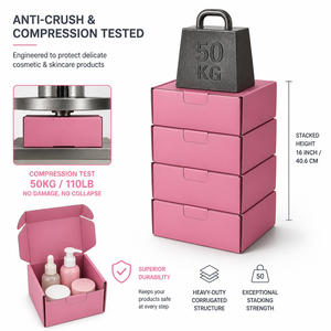 Recycelbare UV-beschichtete Einfarbige Rosa Wellpappe-Versandkartons für Luxus-Kosmetik Hautpflege-Verpackungen - Product Image 6