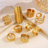 Étanche En Acier Inoxydable Plaqué Or 18K Chunky Large Main Ouvert Bagues Femmes Géométrique Knuckle Anneau D'empilage