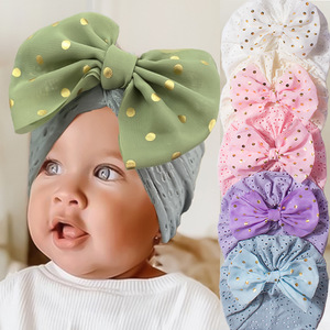 Primavera ed estate cappello da bambina con grande fiocco in cotone da esterno copricapo neonato per bambini cappello da bambina - Product Image 1