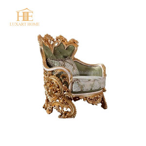 Ensemble de canapés européens classiques de luxe sculptés à la main avec revêtement en tissu rembourré en éponge pour le salon d'un appartement - Product Image 6