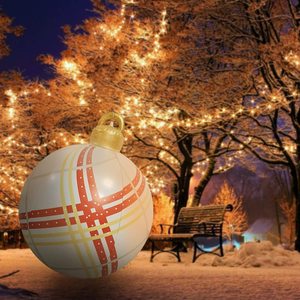 Bola Inflable de Navidad de 60 cm con Diseño de Copo de Nieve Rojo, Decoraciones para Jardín Exterior - Product Image 3