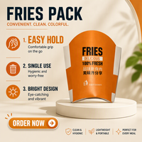 Boîte à frites en carton blanc écologique, design Scoop, matériaux recyclés, revêtement UV, gaufrage, logo personnalisé, qualité alimentaire