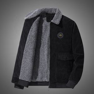 Giacca da uomo invernale calda e Casual in velluto a coste con collo alto antivento misto poliestere/cotone per giovani e papà - Product Image 1