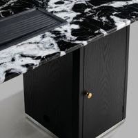 Table basse en marbre contemporaine de luxe, faite à la main, avec rangement intégré, écologique, pour salon et réception de bureau