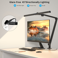 Lampe de bureau à double écran, lampe à pince LED pour poste de travail à double moniteur, bras réglable, faible consommation, éclairage professionnel pour bureau