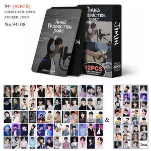 KPOP 92 Piezas/Caja JK <span class=keywords><strong>J</strong></span>-<span class=keywords><strong>hope</strong></span> BT <span class=keywords><strong>Idol</strong></span> Total Link Tarjeta Personal SUGA V JK JIN RM JIMIN Tarjeta Lomo Pegatina Caja Láser Fototarjeta HD - Product Image 3