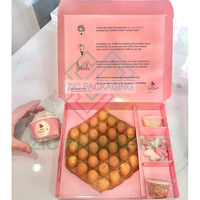 Caja de embalaje de soporte de gofres de burbujas de papel rosa de cartón de grado alimenticio ecológico Mini caja de gofres de embalaje de panqueques