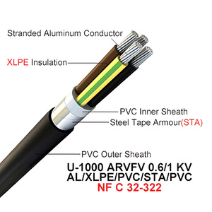 Câble électrique rigide 2x25mm 3x35mm 4x16mm câble <span class=keywords><strong>R2V</strong></span> <span class=keywords><strong>U</strong></span>-<span class=keywords><strong>1000</strong></span> 0.6/1kv <span class=keywords><strong>U</strong></span>-<span class=keywords><strong>1000</strong></span> câble en aluminium AR2V ARVFV - Product Image 3