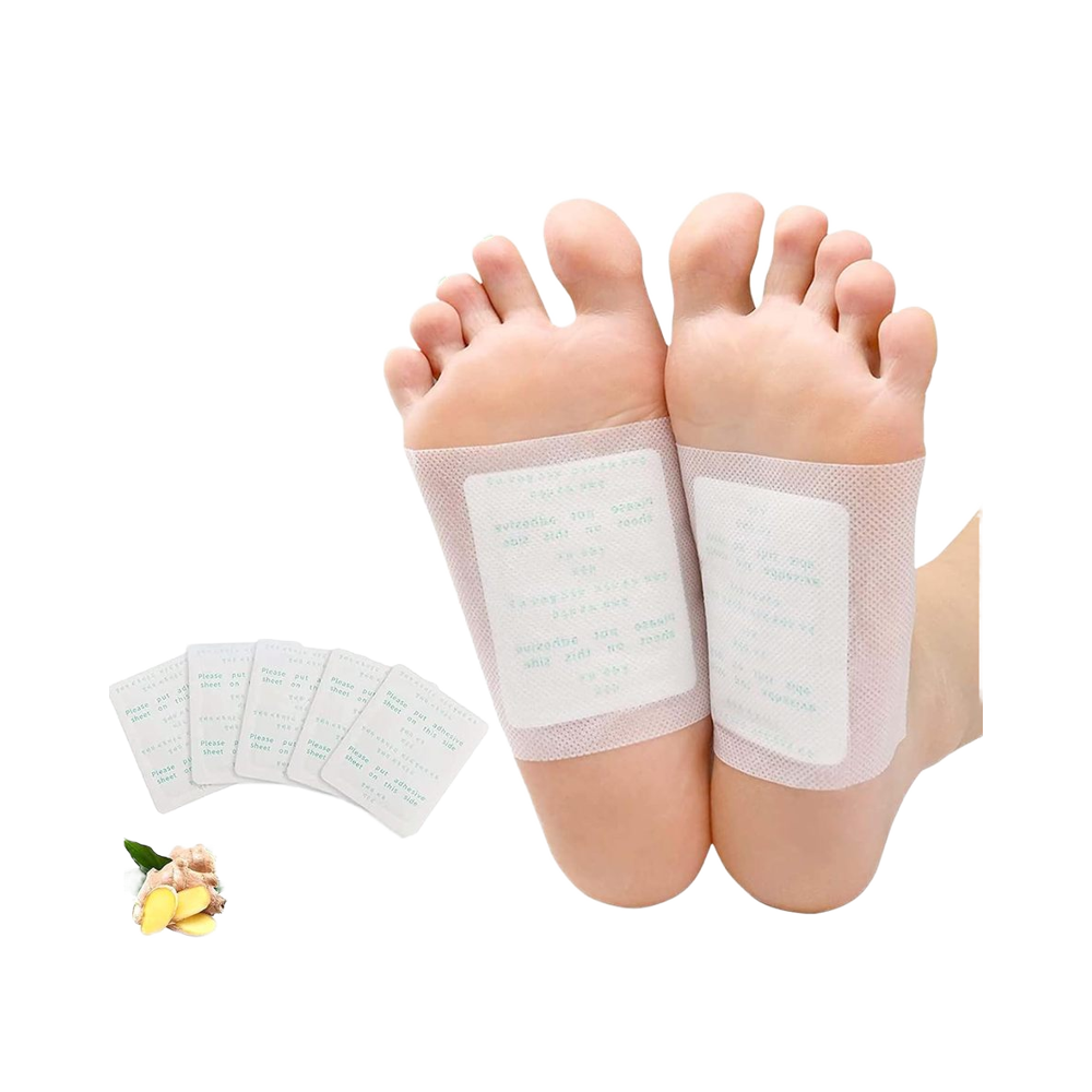 100 Pads Natural Bamboo Vinegar Ginger Powder Foot Patches Deep Cleansing Chinese Medicine for Stress Relief Better Sleep Home