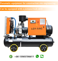 Compresseur d'air diesel portatif de haute qualité de vis de Kaishan LGY-5/8g usine directe 10 barres 380V caractéristique mobile PLC de moteur d'air de gaz
