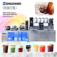 Station de travail HENGZHI pour équipement de thé au lait et bar à eau, ensemble complet de machine à boba avec design pour boutique de bubble tea