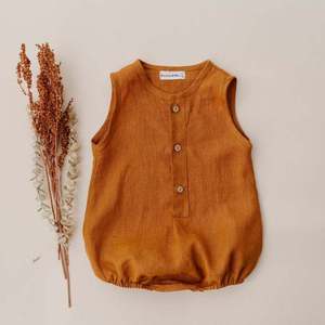 Ropa de Bebé, Mono de Algodón y Lino, Sin Mangas, Unisex - Product Image 2
