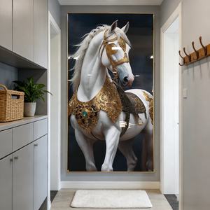 Pintura Decorativa de Pared de Porcelana con Cristales y LED, Diseño Moderno de Animales, Caballo Blanco, para Sala de Estar, Venta al Por Mayor - Product Image 3