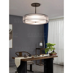Lampe LED suspendue ronde en tissu, design minimaliste moderne, 50cm, 60cm, 80cm, pour salon, chambre à coucher, salle à manger, salon de thé, bureau - Product Image 2