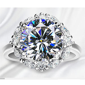 Bague en zircon marquise pleine, œuf de pigeon, luxe, sertissage en grappe exagéré, plaqué argent, cuivre, bijoux de mode - Product Image 5