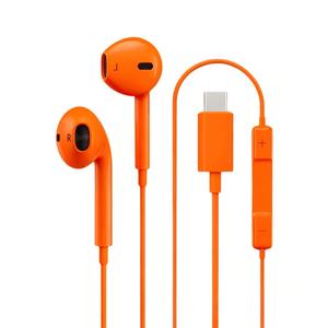 Écouteurs filaires Type-C orange intra-auriculaires avec microphone, commande intégrée et puce numérique pour usage quotidien - Product Image 6