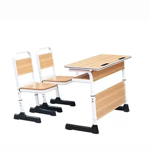 Cost Effective Modular Easy-To-Clean Safe 2 Seat School Classroom Kid Double Desk And Chair