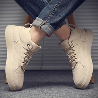 Chaussures décontractées montantes rétro pour hommes Chaussures décontractées d'extérieur à fond plat imperméables à lacets style skateboard
