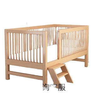 Cama infantil de madera de haya con barandilla, cama ecológica de madera maciza para niños - Product Image 2