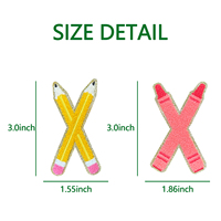 En gros Personnalisé Crayon Crayon Pomme Professeur Chenille Patchs Designer Fer Sur Enseignant Broderie Patchs Pour Vêtements