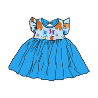 Robe d'été tricotée en bambou pour bébés filles, imprimée personnalisée, douce, à manches courtes, longueur genou, style tutu, pour enfants