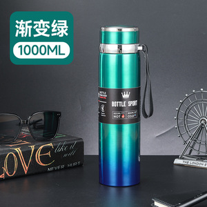 Classic Black Cycling Bottles <strong>Gym</strong> <strong>Keg</strong> 1000ml Sports Water Bottle Insulated Vakum Flask Stainless Steel Travel Tumbler With Rope - Product Image 3