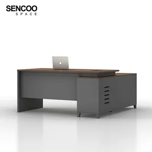 Sencoo L şekilli patron masası tasarım modern ceo'su yöneticisi ofis masası yönetici ahşap ofis masası ofis mobilyaları için