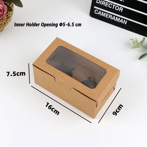Boîte à cupcakes personnalisée imprimée avec fenêtre à <span class=keywords><strong>2</strong></span> trous, boîte d'emballage jetable en carton blanc pour muffins, OEM ODM pour les magasins de desserts - Product Image 2