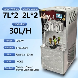 Commercial Large Capacity 25-30L Equipment Desktop and Vertical 3-head Mixed Flavor Soft <b>Ice</b> <b>Machine</b> - Product Image 2