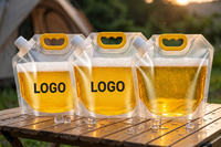 Sac souple transparent épais et durable avec bec verseur autoportant et embout d'aspiration, emballage composite CPP pour bière artisanale et jus de fruits