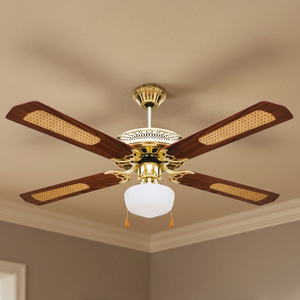 Ventilateur de plafond/lustre Kooper moderne à 4 pales, 3 vitesses, fonction marche arrière, 130 cm, marron, source de lumière LED, interrupteur à télécommande - Product Image 3